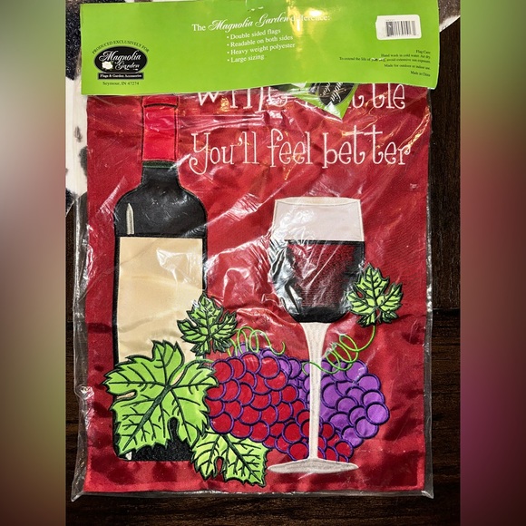 Magnolia Gardens: Wine and Little Double Sided Garden Flag - Picture 2 of 3